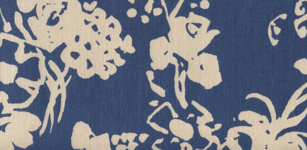 Silhouette Reverse New Navy on Tan Screen Printed Fabric | China Seas