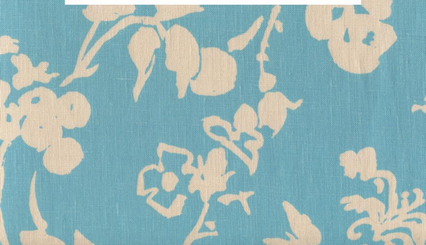 Silhouette Reverse Turquoise on Tan Screen Printed Fabric | China Seas