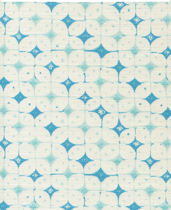Sunnyjim Geometric Turquoise on Tint Screen Printed Fabric | China Seas