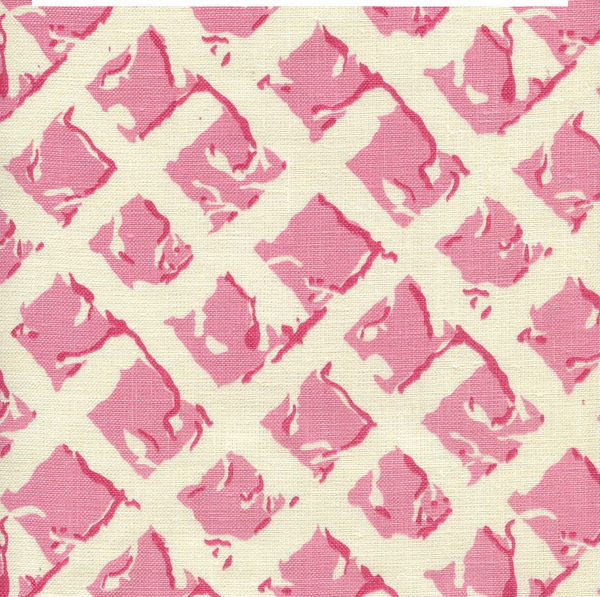 Twigs Dark Pink Screen Printed - Off-White Fabric | China Seas