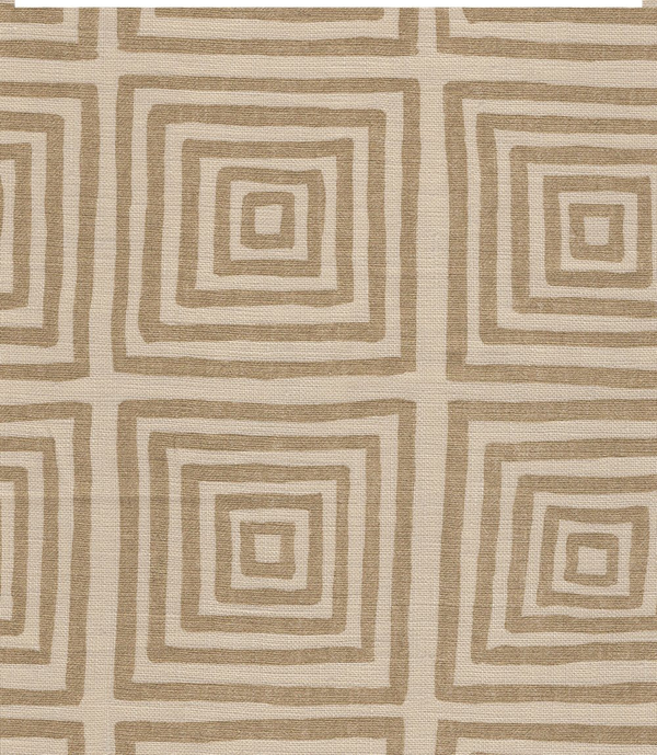 Ziggurat Metallic on Tan Screen Printed - White Fabric | China Seas