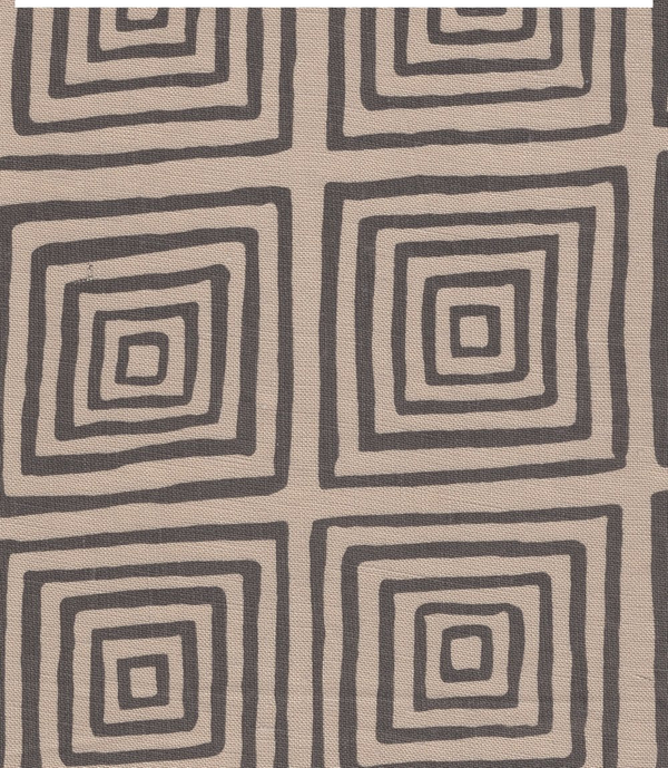 Ziggurat Steel Steel on Tan Screen Printed - White Fabric | China Seas