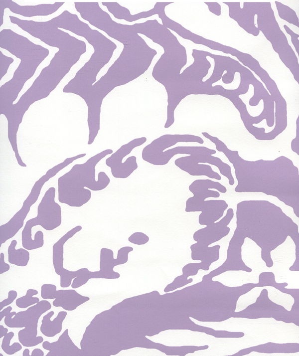 Antionette Lavender_on_white Screen Printed - White Wallcovering | China Seas