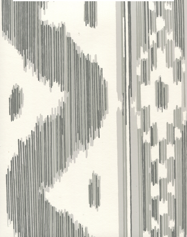 Bali Hai Grays on Almost White Screen Printed - Off-White Wallcovering | China Seas
