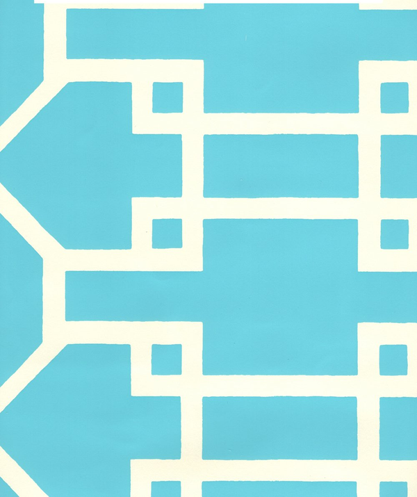 Brighton Reverse Turquoise on Off White Screen Printed | China Seas