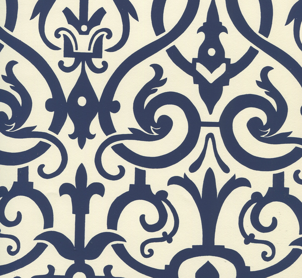 Charleston_II Navy_on_Off_White Screen Printed | China Seas