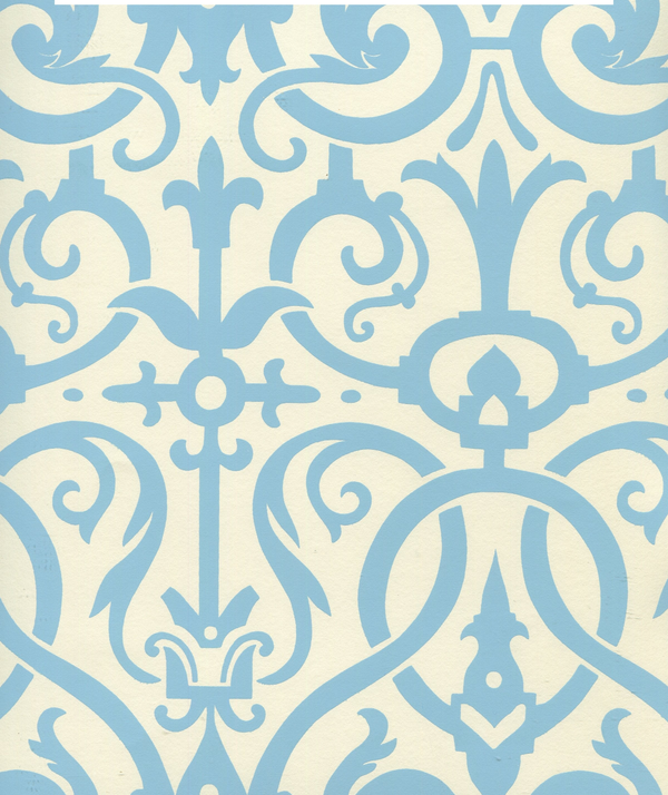 Charleston_II New_Blue_on_Off_White Screen Printed | China Seas