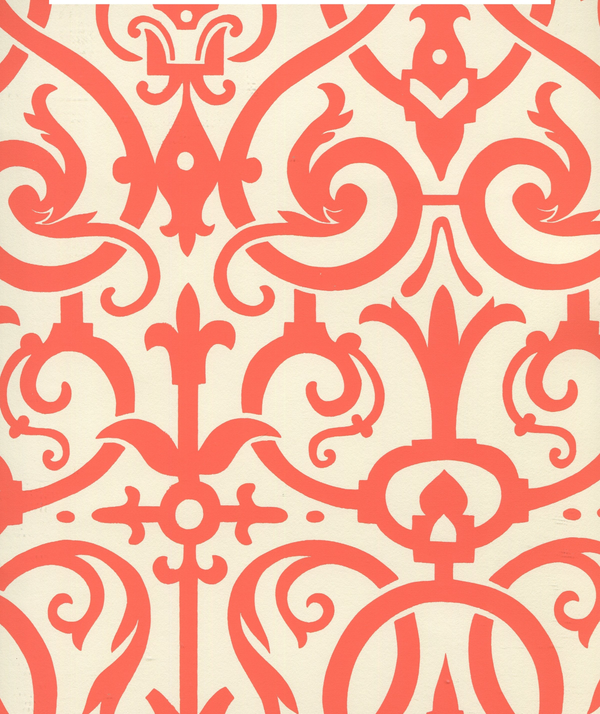 Charleston_II Orange_on_Off_White Screen Printed | China Seas