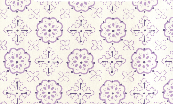 Crawford Multi Purple on Almost White Screen Printed | China Seas