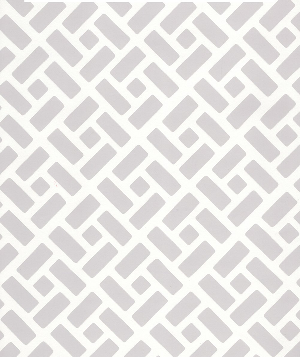 Edo Gray on White Screen Printed - White Wallcovering | China Seas