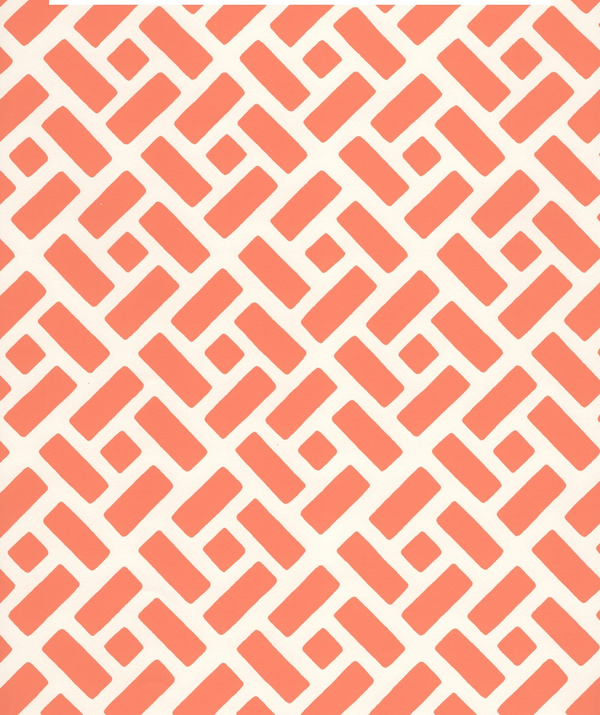 Edo Ii Salmon on Almost White Screen Printed - Off-White Wallcovering | China Seas