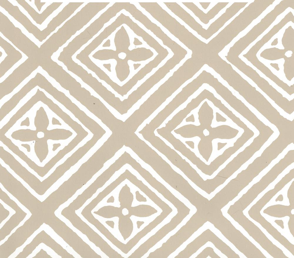 Fiorentina Greige Almost White Screen Printed - Taupe Wallcovering | China Seas