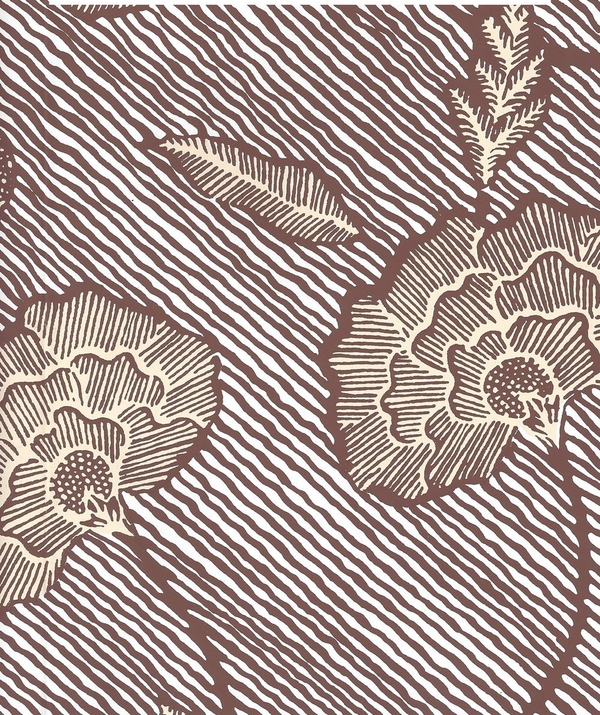 Flores Multi Brown Cream on White Screen Printed | China Seas