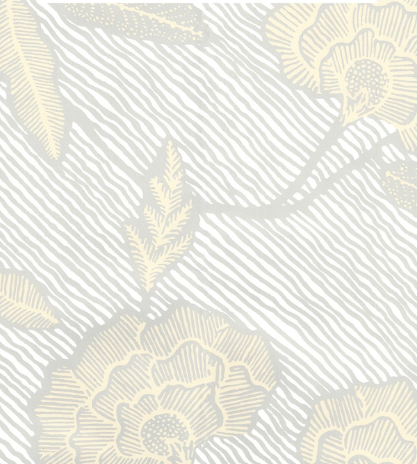 Flores Multi Gray Cream on White Screen Printed | China Seas