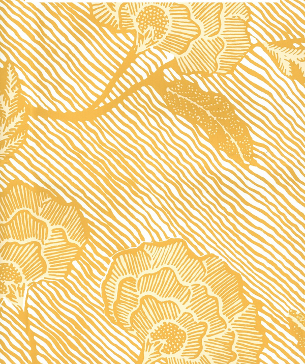 Flores Multi Inca Gold Cream on White Screen Printed | China Seas