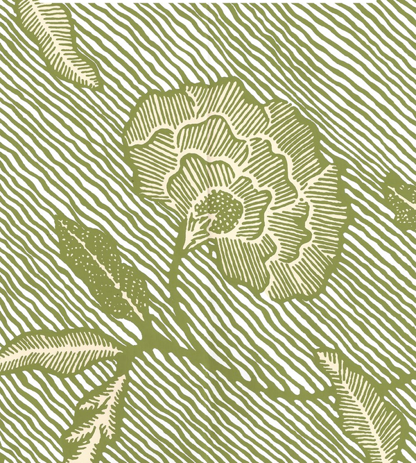 Flores Multi New Green Cream on White Screen Printed | China Seas