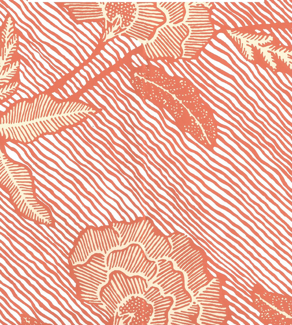 Flores Multi Orange Cream on White Screen Printed | China Seas