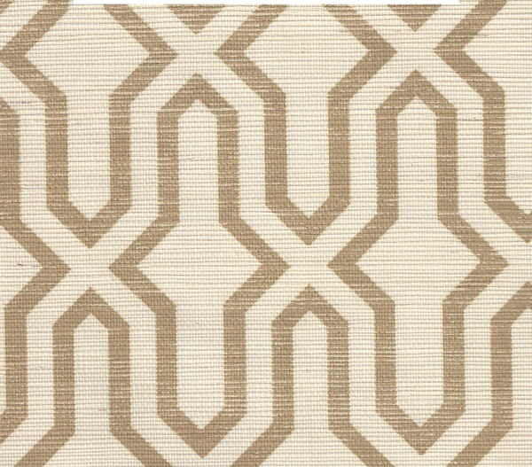 Gorrivan Fretwork Camel on Beige Grasscloth Screen Printed | China Seas
