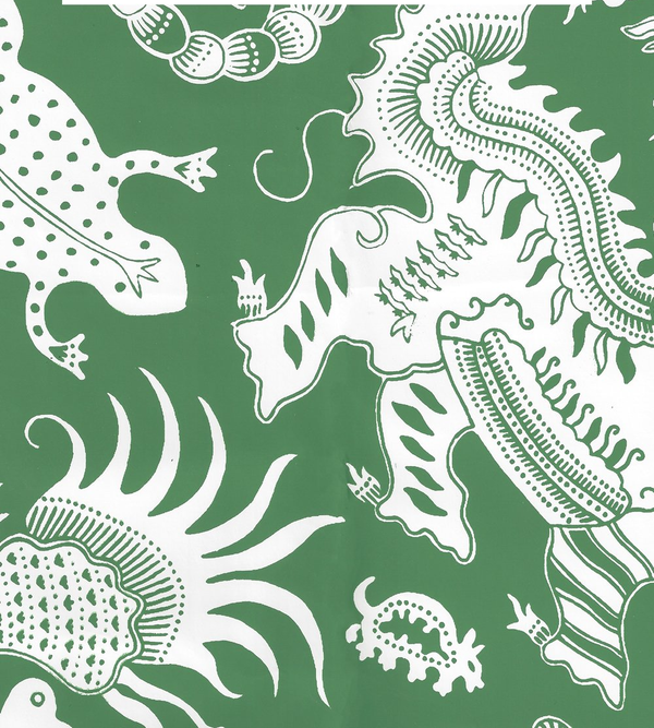 Indramayu Reverse Grassy Green White Matte Screen Printed | China Seas
