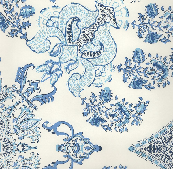 Isfahan Multi Celeste Blue on Almost White Screen Printed | China Seas