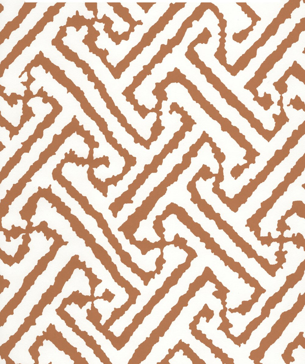 Java Grande Camel on Off White Screen Printed - White Wallcovering | China Seas