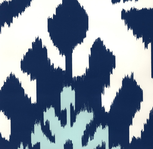 Kazak New Navy Denim on Almost White Screen Printed | China Seas