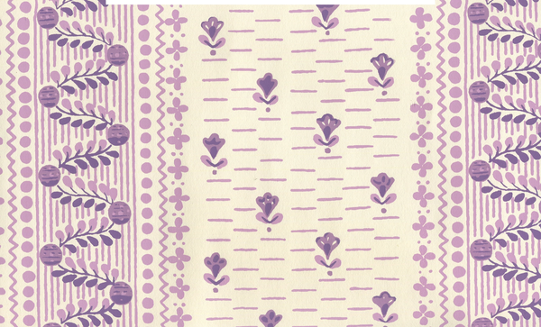 Links II Multi Purple on Off White Screen Printed | China Seas
