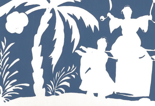 Lyford Background Navy Almost White Screen Printed | China Seas