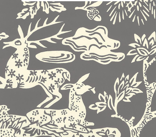 Magic Garden Reverse Gray on Off White Screen Printed | China Seas