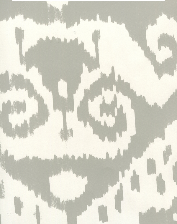 Malaya Gray_on_almost_white Screen Printed - Off-White Wallcovering | China Seas