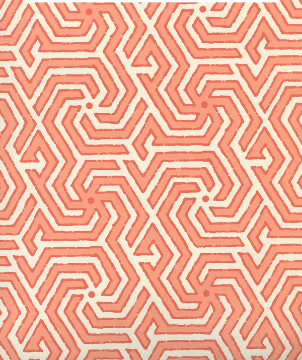 Maze Reverse Two Color Light Orange New Shrimp Screen Printed | China Seas