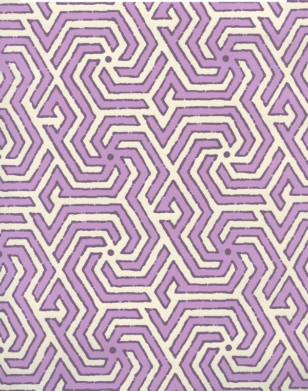 Maze Reverse Two Color Lilac Purple Screen Printed | China Seas