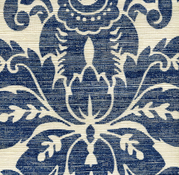 Monty on Cream Grasscloth Navy on Cream Grasscloth Screen Printed | China Seas