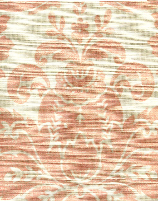 Monty on Cream Grasscloth Pale Shrimp on Cream Grasscloth Screen Printed | China Seas