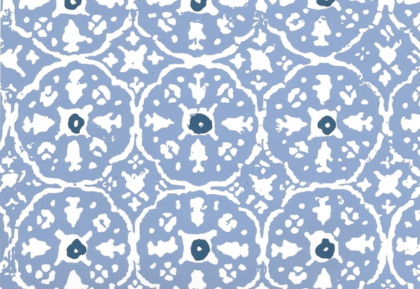 Nitik II French Blue Navy Almost White Screen Printed | China Seas