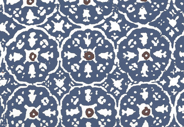 Nitik II Navy Brown Almost White Screen Printed | China Seas