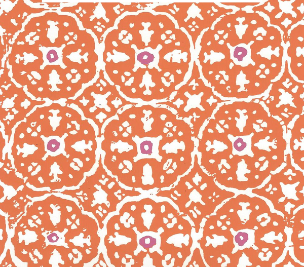 Nitik II Orange Magenta Almost White Screen Printed | China Seas