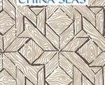 Parquetry Taupe Brown on White Screen Printed - Off-White Wallcovering | China Seas