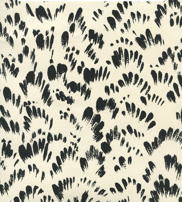 Passy Black on Off White Screen Printed - Off-White Wallcovering | China Seas