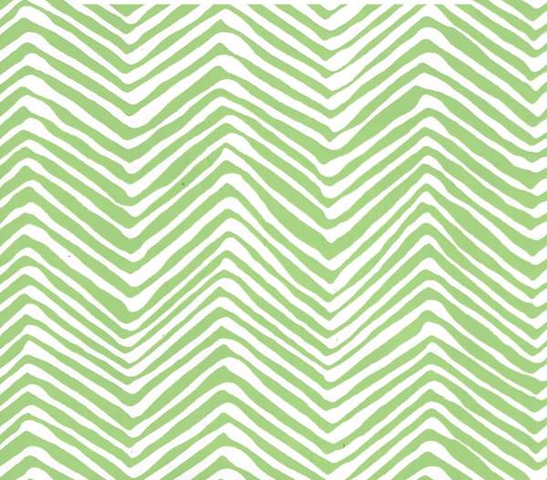 Petite Zig Zag Green on White Vinyl Screen Printed | China Seas
