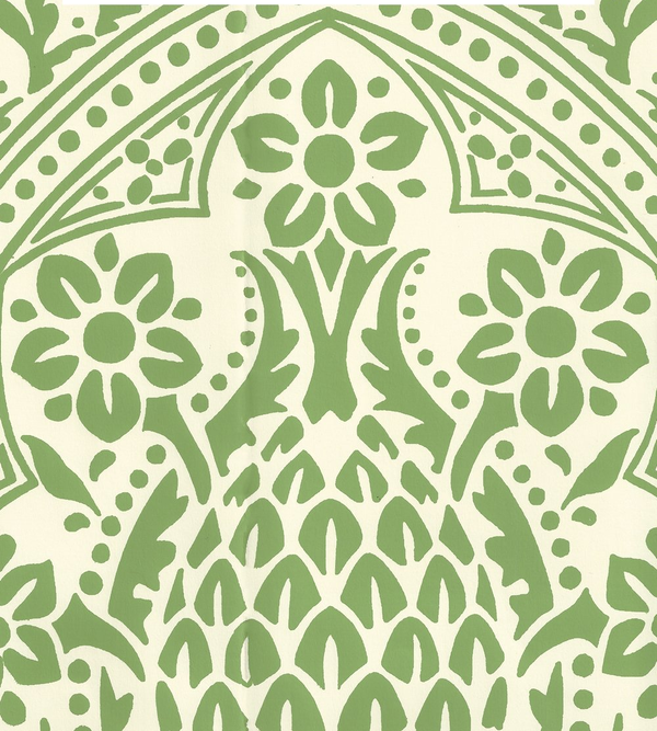 Pina Jungle Green Off White Screen Printed - Off-White Wallcovering | China Seas