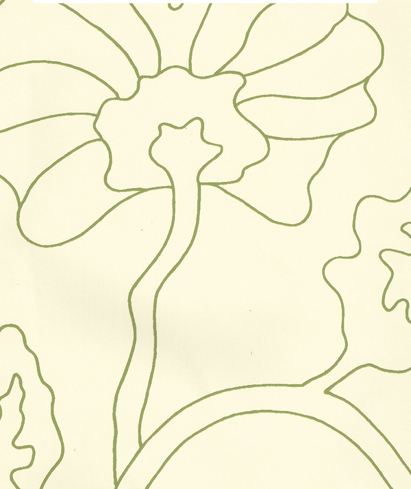 Potalla Outline Jungle Green Off White Screen Printed | China Seas