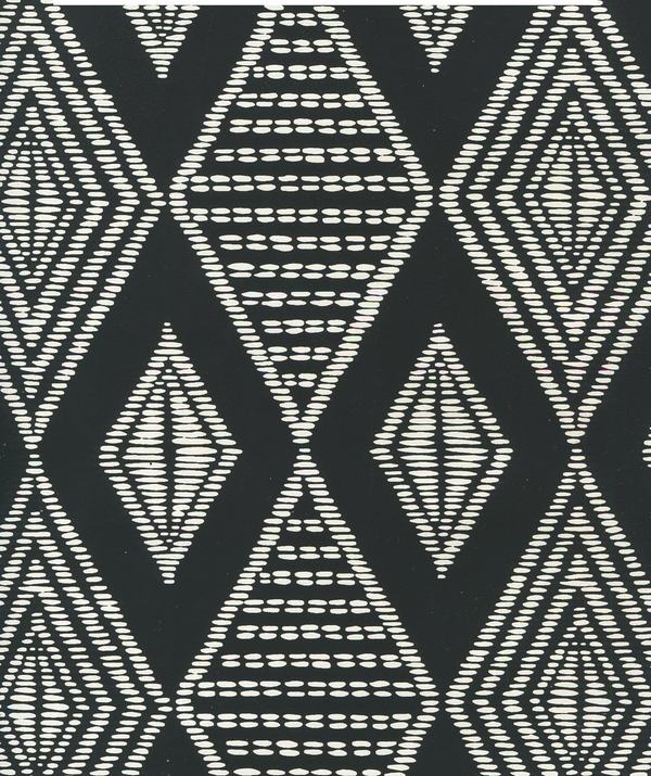 Safari Black on Almost White Screen Printed - Celadon Wallcovering | China Seas