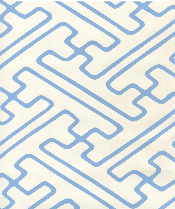 Saya Gata French Blue on Almost White Screen Printed | China Seas
