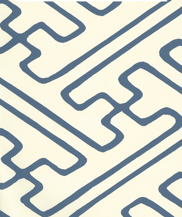 Saya Gata Lines Navy Almost White Screen Printed | China Seas