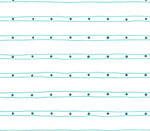 Soho Turquoise Navy on White Screen Printed - White Wallcovering | China Seas