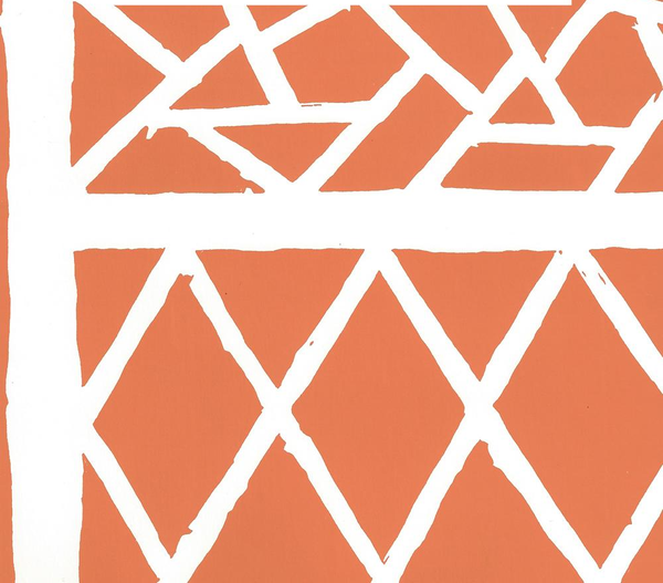 Trellis Background Orange Almost White Screen Printed | China Seas