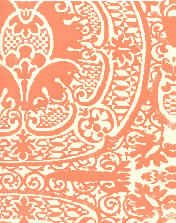 Veneto 2 Across Terracotta on Off White Paper Screen Printed | China Seas
