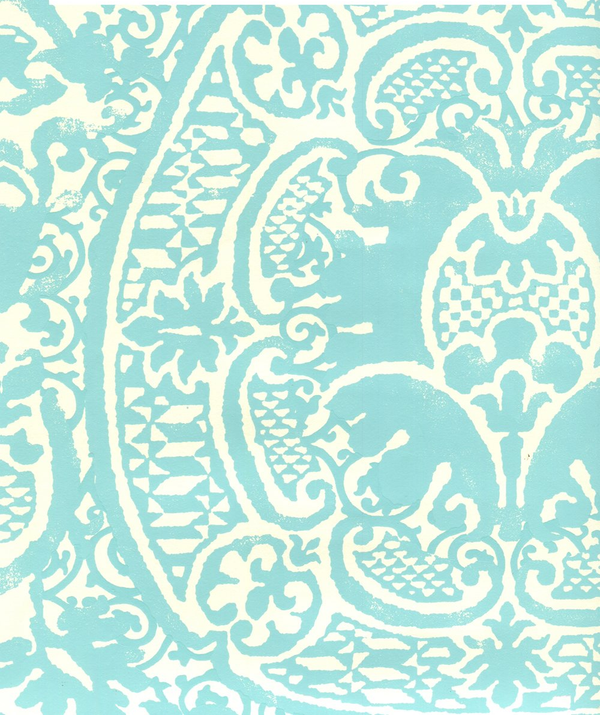 Veneto 2 Across Venice Blue on Off White Paper Screen Printed | China Seas