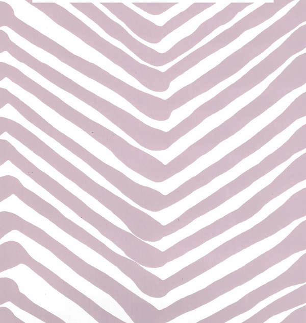 Ziggurat Lavender on White Screen Printed - White Commercial Wallcovering | China Seas